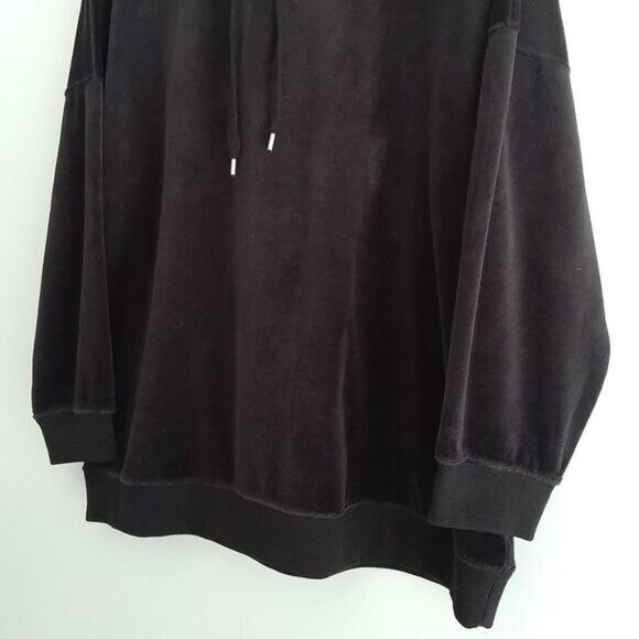 CALIFORNIA MOONRISE Oversized Soft Velvet Pullover Hoodie Sweatshirt Black Sz S - Picture 7 of 12